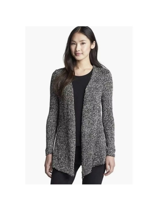 Eileen Fisher Sweaters - Eileen Fisher Black and White Micro Tweed Cotton Cardigan Sweater Size medium